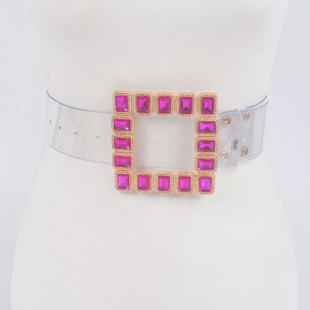 Stone Buckle Plus Size Transparent Belt